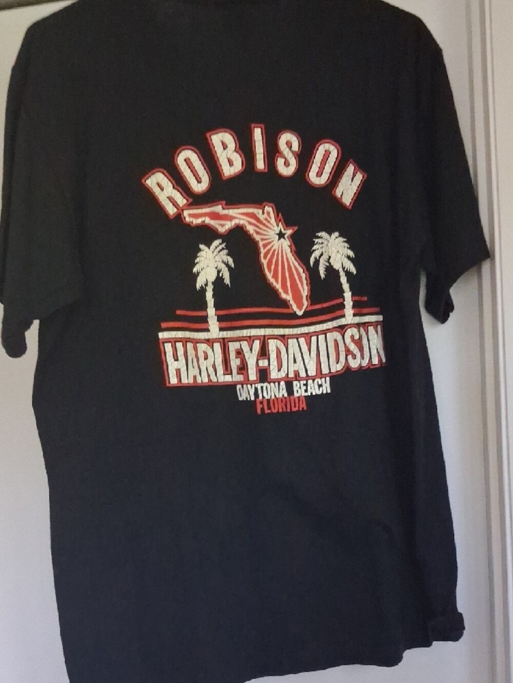 Harley-Davidson Black Tee with Eagle and Neon Palm Graphic - Picture 3 of 4
